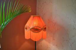 Hand-stitched Orange Silk Lampshade Pleated Scallop Design