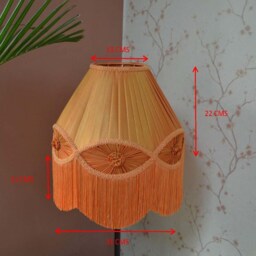 Hand-stitched Orange Silk Lampshade Pleated Scallop Design - thumbnail 2