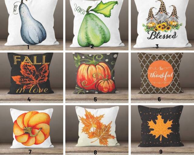 Halloween Pumpkin Pillow Case/Autumn Cushion Case Home Decor/Orange Dry Leaves Throw Pillowcover/Autumn Decor Cushiontop/Fall - image 1