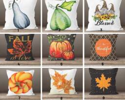 Halloween Pumpkin Pillow Case/Autumn Cushion Case Home Decor/Orange Dry Leaves Throw Pillowcover/Autumn Decor Cushiontop/Fall - thumbnail 1