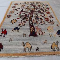 3'0x4'9 Pictorial Tree Kazak Farmhouse Rug, Handmade Medallion Wool Afghan Luxury Design Bedroom Living Room Office D??cor Rug - thumbnail 2