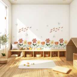 Flower Border Wall Stickers Floral Nursery Decor Decals Wildflower Peel & Stick Bedroom Art - thumbnail 2