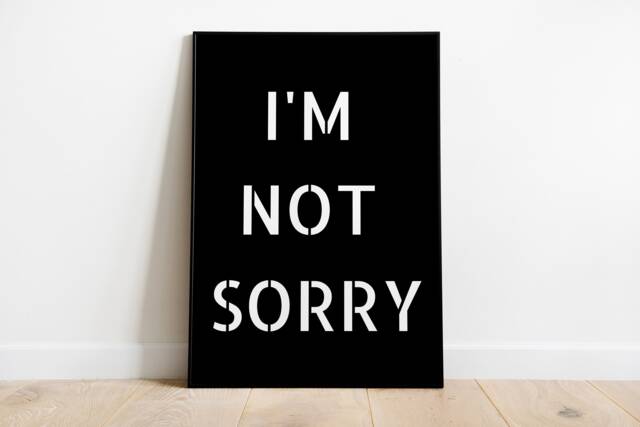 I'm Not Sorry - Lyrics Print A1 A2 A3 A4 A5 Unframed Indie Rock Band Music Art Concert Typographic Poster Gift Monochrome - image 1