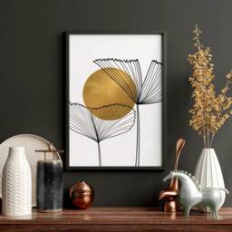 Boho Trendy Set Of 3 Framed Wall Art Prints For A Minimal Office Desk Decor, Luxury Botanical Large Designer Gallery - thumbnail 2