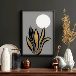 Boho Trendy Set Of 3 Framed Wall Art Prints For A Minimal Office Desk Decor, Luxury Botanical Large Designer Gallery - thumbnail 3