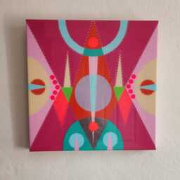 Geometric Resin Wall Art Pink Rainbow Epoxy Decor - 21.6 X 21.6 Inches - thumbnail 3