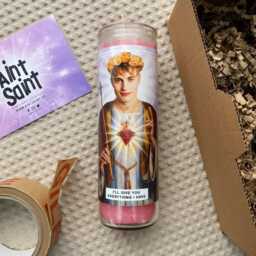 Saint Sam Fender Prayer Candle Scented Vegan Soy Wax, Handmade - thumbnail 1