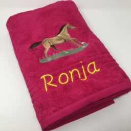 Hand Towel Or Bath 470/500 G/Meter Pony Horse 16 Ponies Horses Foals Name Embroidered Embroidery Personalized - thumbnail 2