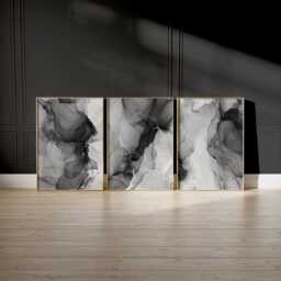 Black & White Bedroom Wall Prints, Marble Set Of 3 Posters, Abstract Art, Home Decor Fluid Art Gallery 2884 - thumbnail 3