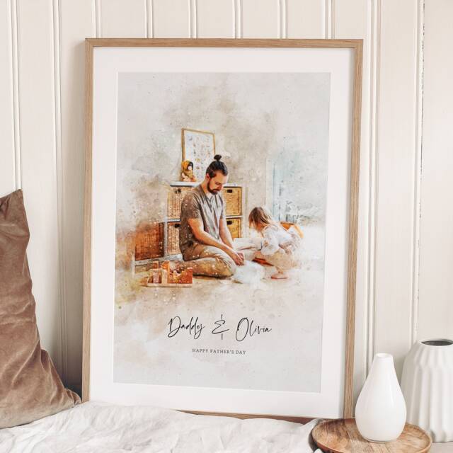 Father's Day Gifts, Custom Print, Anniversary Gift For Parents Dad Grandad, Portrait Watercolor, Him, Father - image 1