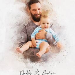 Father's Day Gifts, Custom Print, Anniversary Gift For Parents Dad Grandad, Portrait Watercolor, Him, Father - thumbnail 3