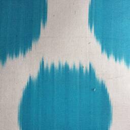 Teal Blue Ikat Pillow Cover Handwoven Uzbek Silk Cushion - thumbnail 4