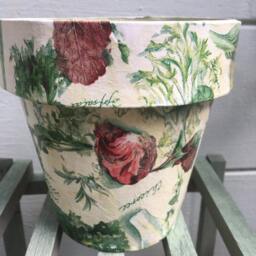 Hand Crafted Flower Pot, Vegetable Design, Teal, Garden - thumbnail 3