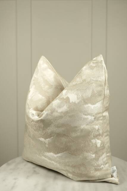 Handmade Metallic Clouds Cushion Cover Gold Cream Pillow Sham