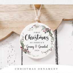 First Christmas As Grandparents Personalised - Nanna Nanny Grandad Pops Tree Decoration, Ceramic Bauble Keepsake Style3 - thumbnail 3
