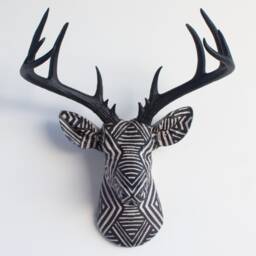 Faux Taxidermy Deer Head Fabric Wall Mount - Decor Tribal Monotone Fad1717 - thumbnail 1