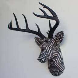 Faux Taxidermy Deer Head Fabric Wall Mount - Decor Tribal Monotone Fad1717 - thumbnail 2