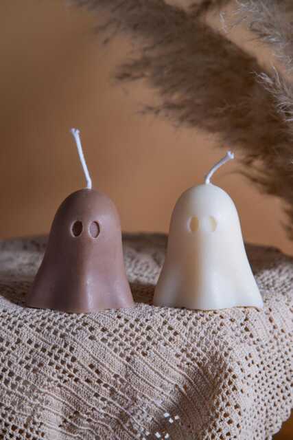 Handcrafted Ghost Candle Spooky Autumn Home Decor - image 1