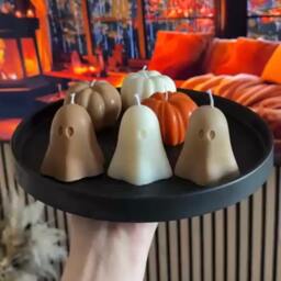 Handcrafted Ghost Candle Spooky Autumn Home Decor - thumbnail 2
