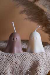Handcrafted Ghost Candle Spooky Autumn Home Decor - thumbnail 1