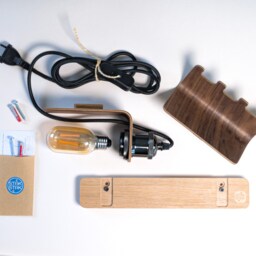 Wooden Wall-Mounted Bedside Table Made in France, Pierrot Modular/Wall Lamp Light - thumbnail 4
