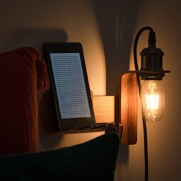 Wooden Wall-Mounted Bedside Table Made in France, Pierrot Modular/Wall Lamp Light - thumbnail 2