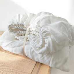 Pre-Washed 100% European Linen Fitted Sheet - Soft & Seamless Bedding in White, Cream, Pink, Purple Raspberry, Fuchsia - thumbnail 2