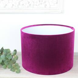 Glamour Fuchsia Pink Velvet Drum Lampshade - thumbnail 2