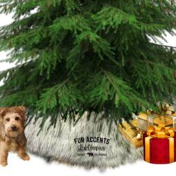 Plush Faux Fur Christmas Tree Skirt, Black Tip Wolf Pelt, Handmade