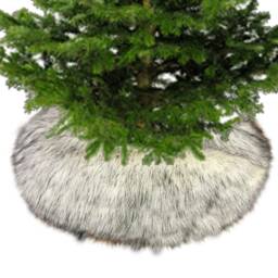 Plush Faux Fur Christmas Tree Skirt, Black Tip Wolf Pelt, Handmade - thumbnail 4