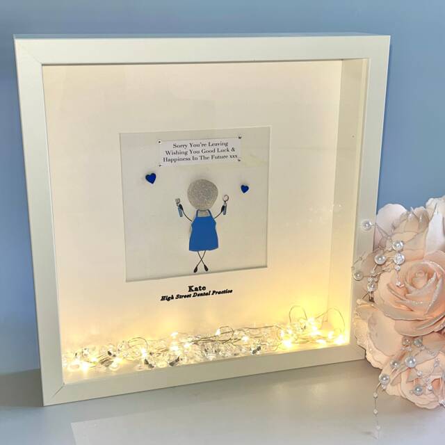 Dentist Leaving Retirement Personalised Pebble Art Picture Frame For Colleague Friend Retire Keepsake Work Hygienist Dental Nurse UK - image 1