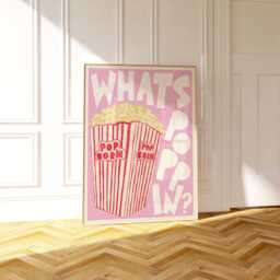 Retro Popcorn Print, Pink Gift For Foodie, Cinema Room Food Kitchen Wall Art, Cute Gallery Prints 2767 - thumbnail 2