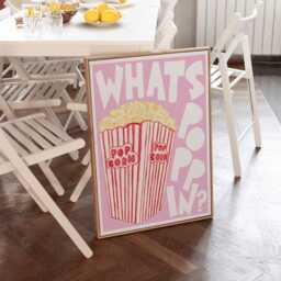 Retro Popcorn Print, Pink Gift For Foodie, Cinema Room Food Kitchen Wall Art, Cute Gallery Prints 2767 - thumbnail 3