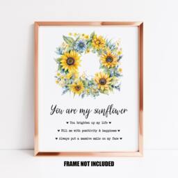 You Are My Sunflower Art Print, Gift For Lover, Sending Happiness Gift, Positivity Home Decor, Wall - thumbnail 1