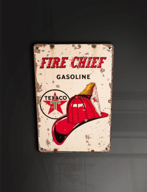 Fire Chief Texaco Gasoline Gas Petrol Car Automobiles - Metal Sign Plaque Wall Art Decor Signage