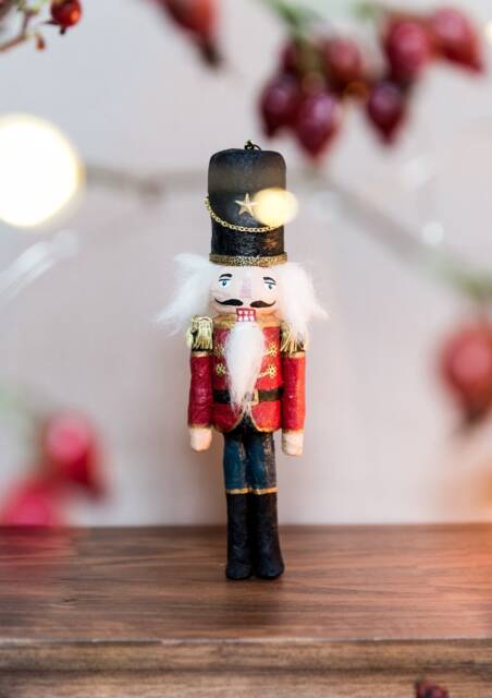 Vintage Inspired Cotton Spun Christmas Nutcracker, Hanging Ornament, Tree Nutcracker - image 1