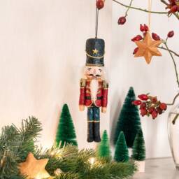 Vintage Inspired Cotton Spun Christmas Nutcracker, Hanging Ornament, Tree Nutcracker - thumbnail 2