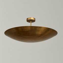 Century Style Six Light Ceiling Flush Mount Pendant Light - Brass Perforated Raw Finish Fixture - thumbnail 2