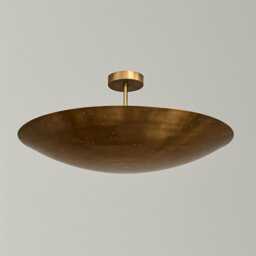 Century Style Six Light Ceiling Flush Mount Pendant Light - Brass Perforated Raw Finish Fixture