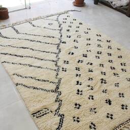 Genuine Black Patterns Moroccan Rug - Beni Ourain Berber Hand-Knotted Carpet Bohemian 100% Hand Woven Wool - thumbnail 3