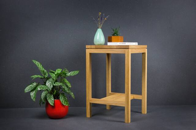 Japanese Oak Side Table - Plant Stand End - image 1