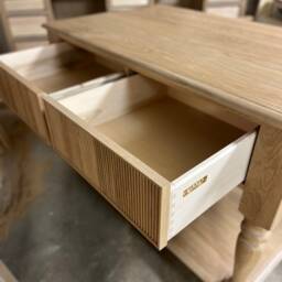 White Oak Reeded Beaded Fluted Kitchen Island - thumbnail 3