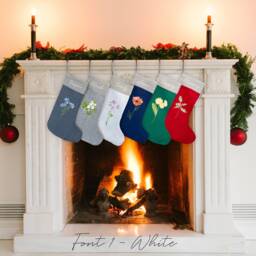 Personalized Linen Christmas Stocking - Birth Month Flower, Family Decor - thumbnail 2