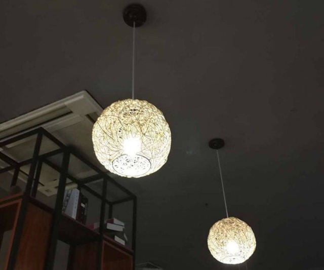 Rattan Goble Pendant Lights, Ball Hanging Lamps, Rural Decorative Lighting - image 1