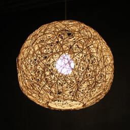 Rattan Goble Pendant Lights, Ball Hanging Lamps, Rural Decorative Lighting - thumbnail 2