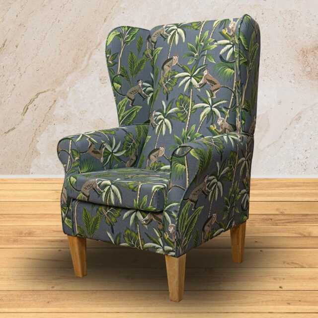 Large Grey Monkey High Back Chair - Tropical Armchair Handmade in Britain - image 1