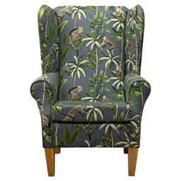 Large Grey Monkey High Back Chair - Tropical Armchair Handmade in Britain - thumbnail 2