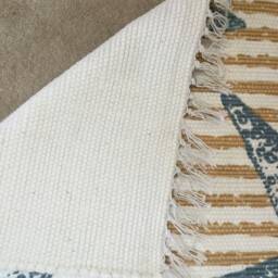 Rag Rug/Chindi /Scandinavian Area Rug, Boho Chic Hippie, Rag Rughand Painted 100% Cotton - thumbnail 4