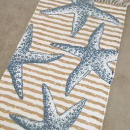 Rag Rug/Chindi /Scandinavian Area Rug, Boho Chic Hippie, Rag Rughand Painted 100% Cotton - thumbnail 2