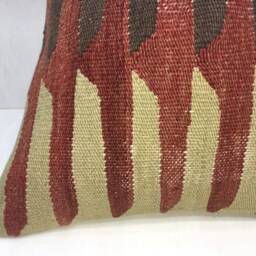 Vintage Turkish Kilim Pillow Cover, Handwoven Bohemian Throw - 16x16 - thumbnail 3